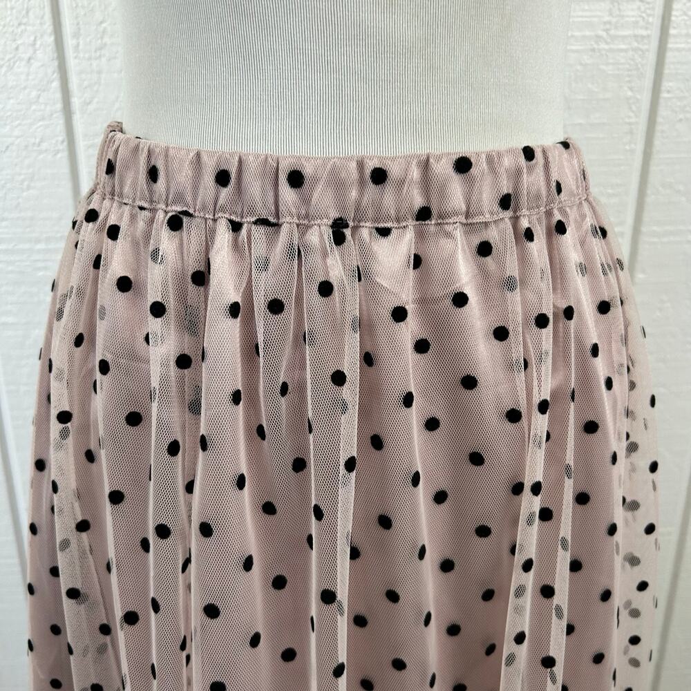 Anne Klein Pleated Polka Dot Midi Skirt Pink Coquette Balletcore Women M - Picture 3 of 7